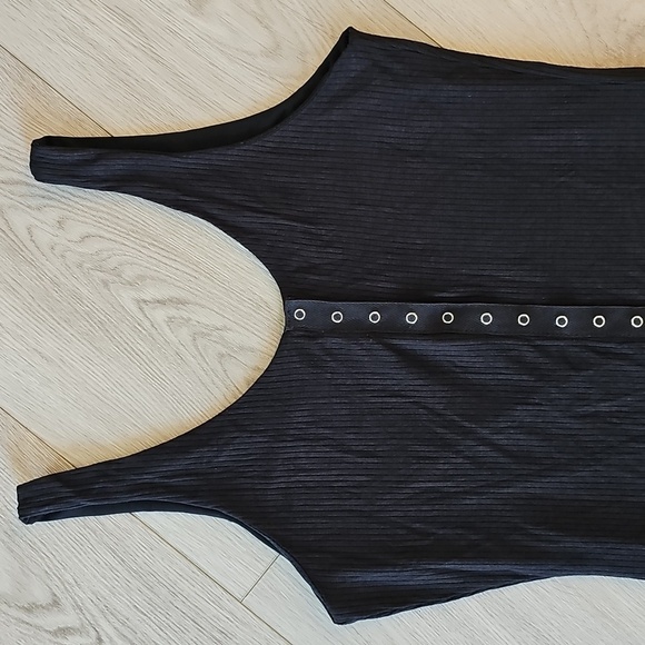 LucyLove Snap It Up Button Down Ribbed Bodycon Sleeveless Dress Small - Picture 3 of 15